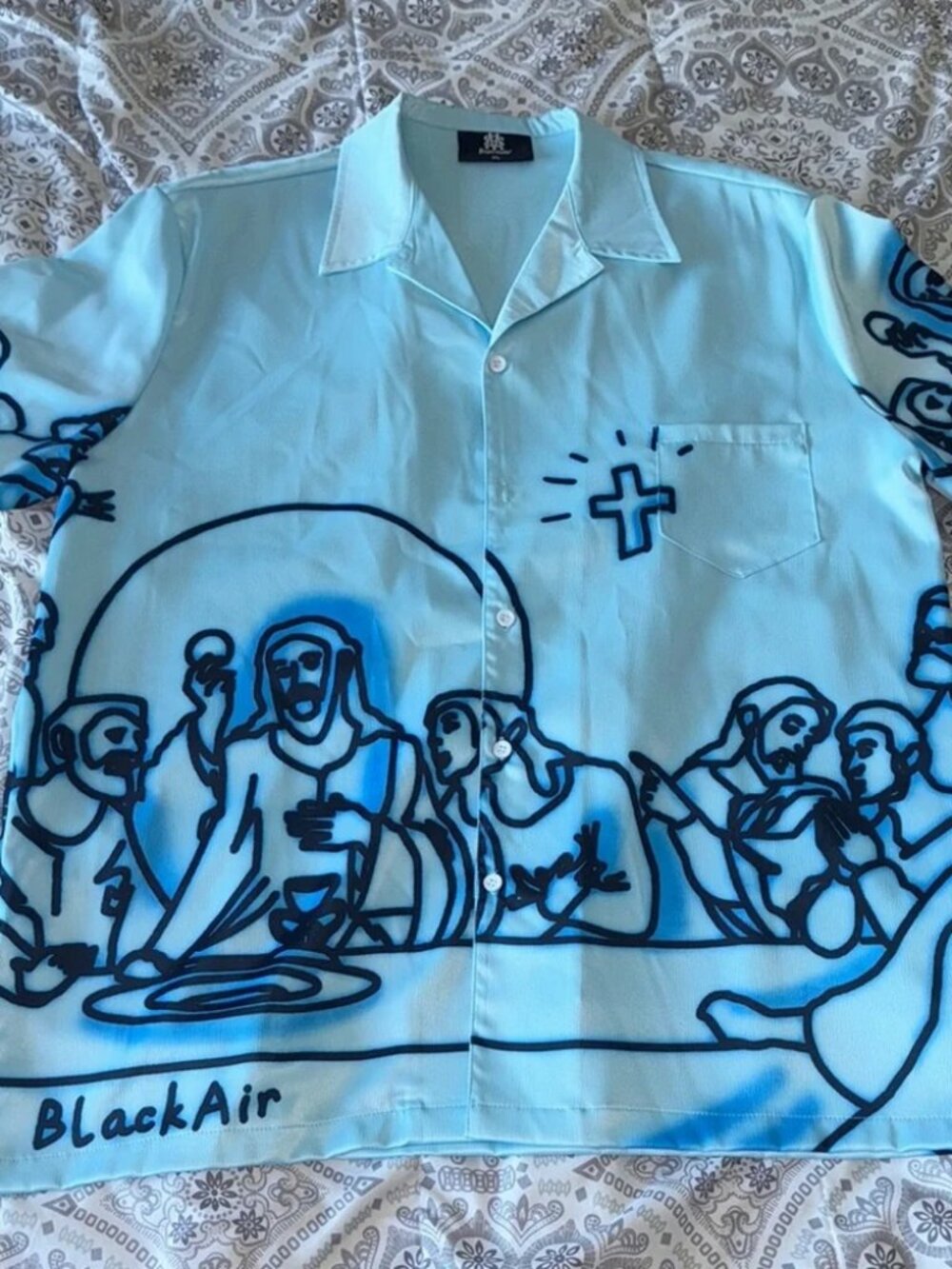 Supermade Last Supper Graphic Men's Shirt Y2K Vintage